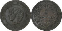 France 5 Centimes Cérès, Paris, Bronze, Gadoury:157a -