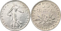 France 50 Centimes Semeuse, Paris, Silver, Gadoury:420 -
