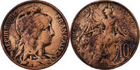 France 10 Centimes Dupuis, Paris, Bronze, Gadoury:277, KM:843 -