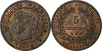 France 5 Centimes Cérès, Paris, Bronze, Gadoury:157a -