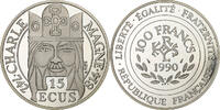 France 100 Francs-15 Ecus Charlemagne, Paris, Silver, KM:989 -