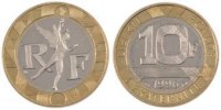 France 10 Francs Coin, Génie, Bi-Metallic, KM:964.1 -
