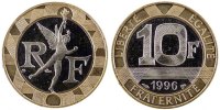 France 10 Francs Coin, Génie, Aluminum-Bronze, Gadoury:827a -