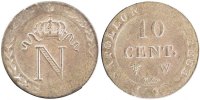 France 10 Centimes Coin, Napoléon I, Lille, Billon -