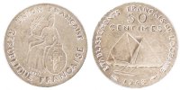 FRENCH OCEANIA 50 Centimes Coin, Bronze-Nickel, Lecompte:3 -