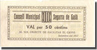 Spain 50 Centimos Banknote, SEGARRA DE GAIA, 1937 -