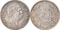 Italy 50 Centesimi Coin, Umberto I, Rome, Silver, KM:26 -