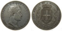 ITALIAN STATES 5 Lire Coin, SARDINIA, Carlo Alberto, Torino -
