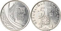 France 5 Francs Coin, Tour Eiffel, Paris, Nickel, KM:968 -