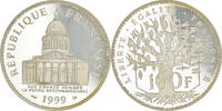 France 100 Francs Coin, Panthéon, Paris, Proof / BE, Silver -