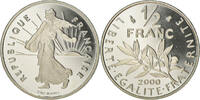 France 1/2 Franc Coin, Semeuse, Paris, Proof / BE, Nickel -