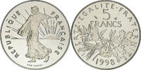 France 5 Francs Coin, Semeuse, Paris, Proof / BE, Nickel Clad -