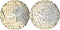 France 10 Euro Bretagne, Paris, Silver, KM:1648 -