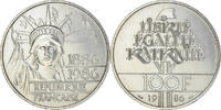 France 100 Francs Coin, Statue de la Liberté, Silver, KM:960a -