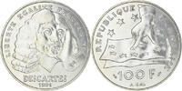France 100 Francs Coin, Descartes, Silver, KM:996, Gadoury:906 -