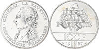 France 100 Francs Coin, Lafayette, Paris, Silver, KM:962 -