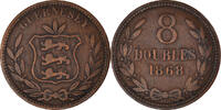 Guernsey 8 Doubles Coin, Heaton, Birmingham, Bronze, KM:7 -