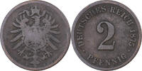 German Empire 2 Pfennig GERMANY - EMPIRE, Wilhelm I, Hannover, Copper, KM:2 -