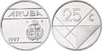 Aruba 25 Cents Beatrix, Utrecht, Nickel Bonded Steel, KM:3 -