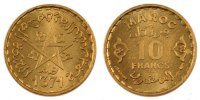 Morocco 10 Francs Coin, Paris, Aluminum-Bronze, Lecompte:261 -