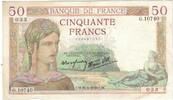 France 50 Francs Cérès, G.10740 033, Fayette:18.29, KM:85b -