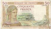 France 50 Francs Cérès, X.9738 990, Fayette:18.22, KM:85b -