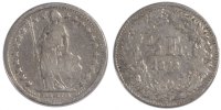 Switzerland 1/2 Franc Coin, Bern, Silver, KM:23 -