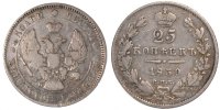 Russia 25 Kopeks Coin, Nicholas I, Saint-Pétersbourg -