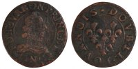 FRENCH STATES 2 Deniers, Tournois Coin, CHATEAU-RENAUD, Copper -