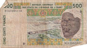 West African States 500 Francs Banknote, KM:710Kc -
