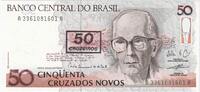 Brazil 50 Cruzeiros on 50 Cruzados Novos Undated (1996), KM:223 -