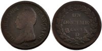 France Decime Coin, Dupré, Lyon, Bronze, Gadoury:187 -