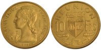 Réunion 10 Francs Coin, Aluminum-Bronze, Lecompte:77 -