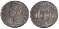 Réunion 50 Francs Coin, Nickel, Lecompte:98 -