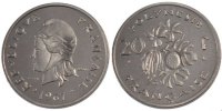 French Polynesia 20 Francs Coin, Nickel, Lecompte:88 -