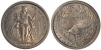 New Caledonia 50 Centimes Coin, Paris, Copper-nickel -