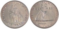 FRENCH OCEANIA 50 Centimes Coin, Bronze-Nickel, Lecompte:1 -
