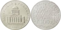 France 100 Francs Coin, Panthéon, Paris, Silver, KM:951.1 -