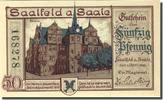 Germany 50 Pfennig Banknote, Saalfeld 50 Pfennig, château 1921-04-01, UNC(63) Mehl 1155.2b -