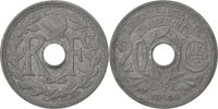 France 20 Centimes Coin, Lindauer, Zinc, KM:907.1 -