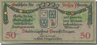 Germany 50 Pfennig Banknote, Treuchtlingen, Blason, Mehl:T 23.1 -