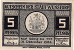 Germany 5 Pfennig Banknote, Wunstorf, rue, 1922 UNC(63) Mehl:FS 1458.2a -
