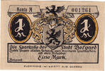 Germany 1 Mark Banknote, Belgard, rue, Mehl:69.1a -
