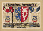 Germany 75 Pfennig Banknote, Aventoft, Blason 1922-05-01, UNC(63) Mehl:57.1 -