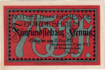 Germany 75 Pfennig Banknote, Bordesholm, Eglise 1921-12-31, UNC(63) Mehl:144.2 -