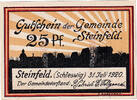 Germany 25 Pfennig Banknote, Steinfeld, Blason, 1921 UNC(63) Mehl:1262.4 -
