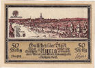 Germany 50 Pfennig Banknote, Auma, paysage, 1921 UNC(63) Mehl:55.4a -