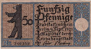 Germany 50 Pfennig Banknote, Berlin, avenue 1921-09-09, UNC(63) Mehl:92.1 -