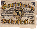 Germany 50 Pfennig Banknote, Ballenstedt, cheminée, 1920 EF(40-45) Mehl:61.1a -
