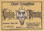 Germany 50 Pfennig Banknote, Schopfheim, personnage, 1921 UNC(63) Mehl:1201.1 -